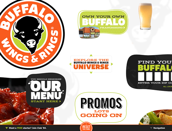 Buffalo Wings & Rings Website Home Screen