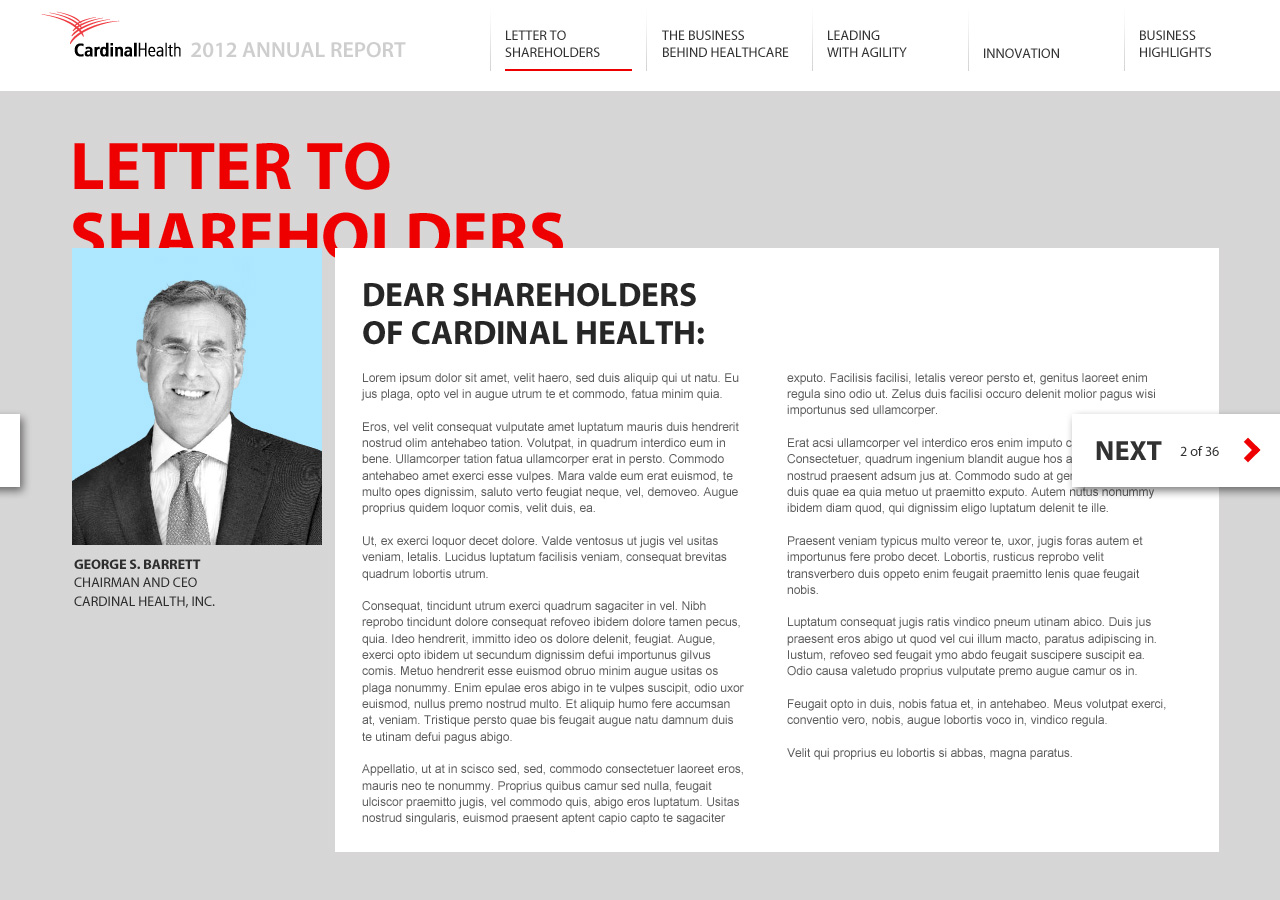Cardinal Health Annual Report Design Concept