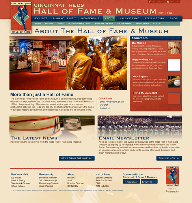 Reds Hall of Fame & Museum Website About Screen